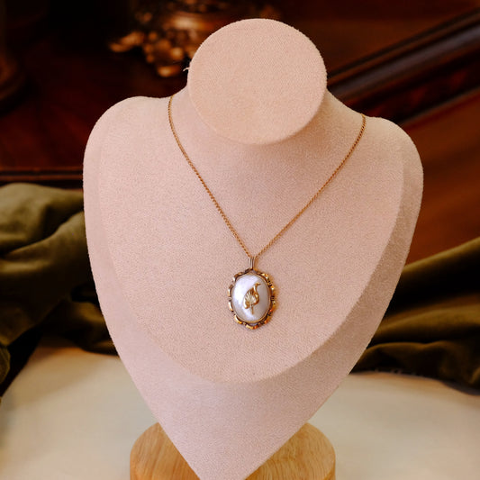 Ornate Mother of Pearl Leaf Locket