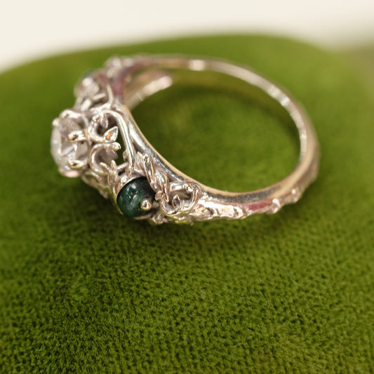 18k Gold 0.5 ct Diamond Emerald Ring