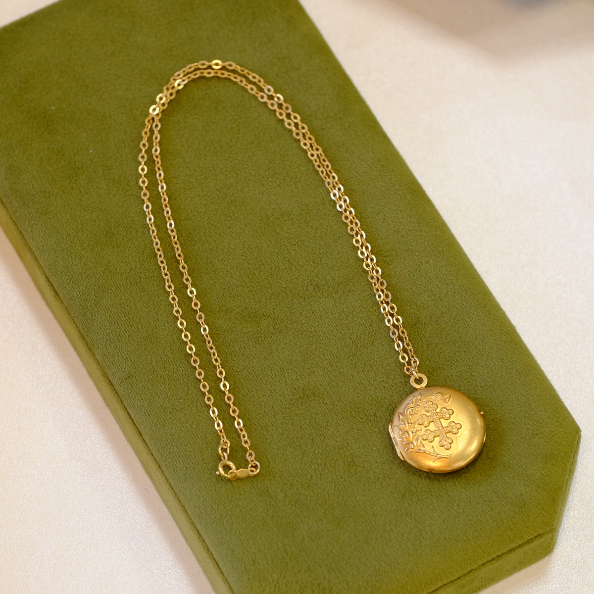 12k Gold Filled Round Cross Locket