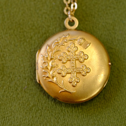 12k Gold Filled Round Cross Locket