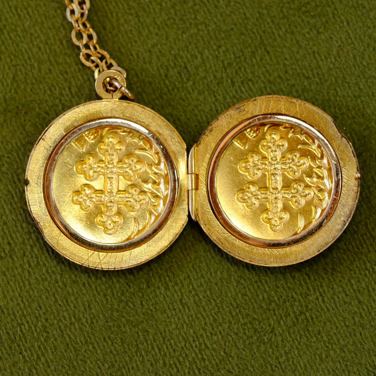 12k Gold Filled Round Cross Locket