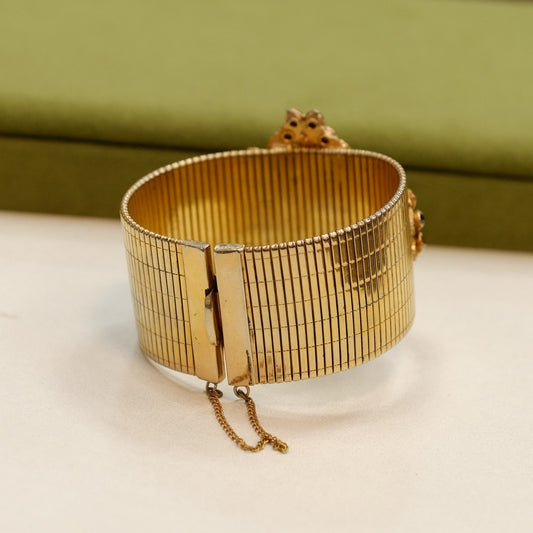 Vintage Centerpiece Jewel tone Wide Bracelet 1950s