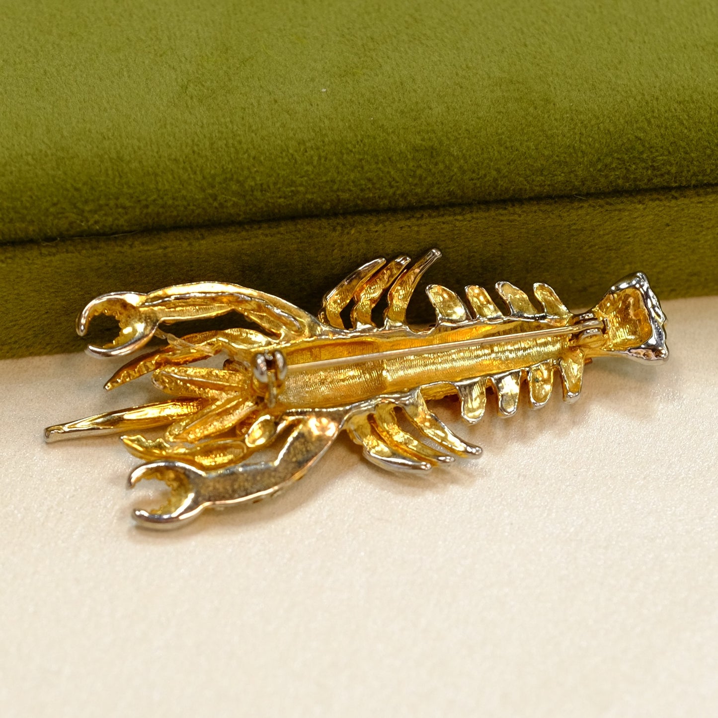 Vintage Lobster Jeweled Pin 1950s
