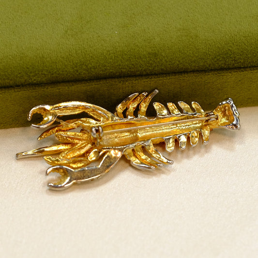 Vintage Lobster Jeweled Pin 1950s