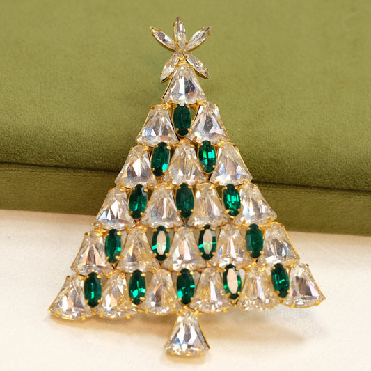 Dominique Giant Christmas Tree brooch 1980s