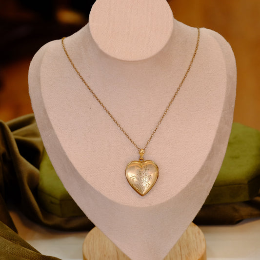 Large Gold Filled Heart Locket on Chain