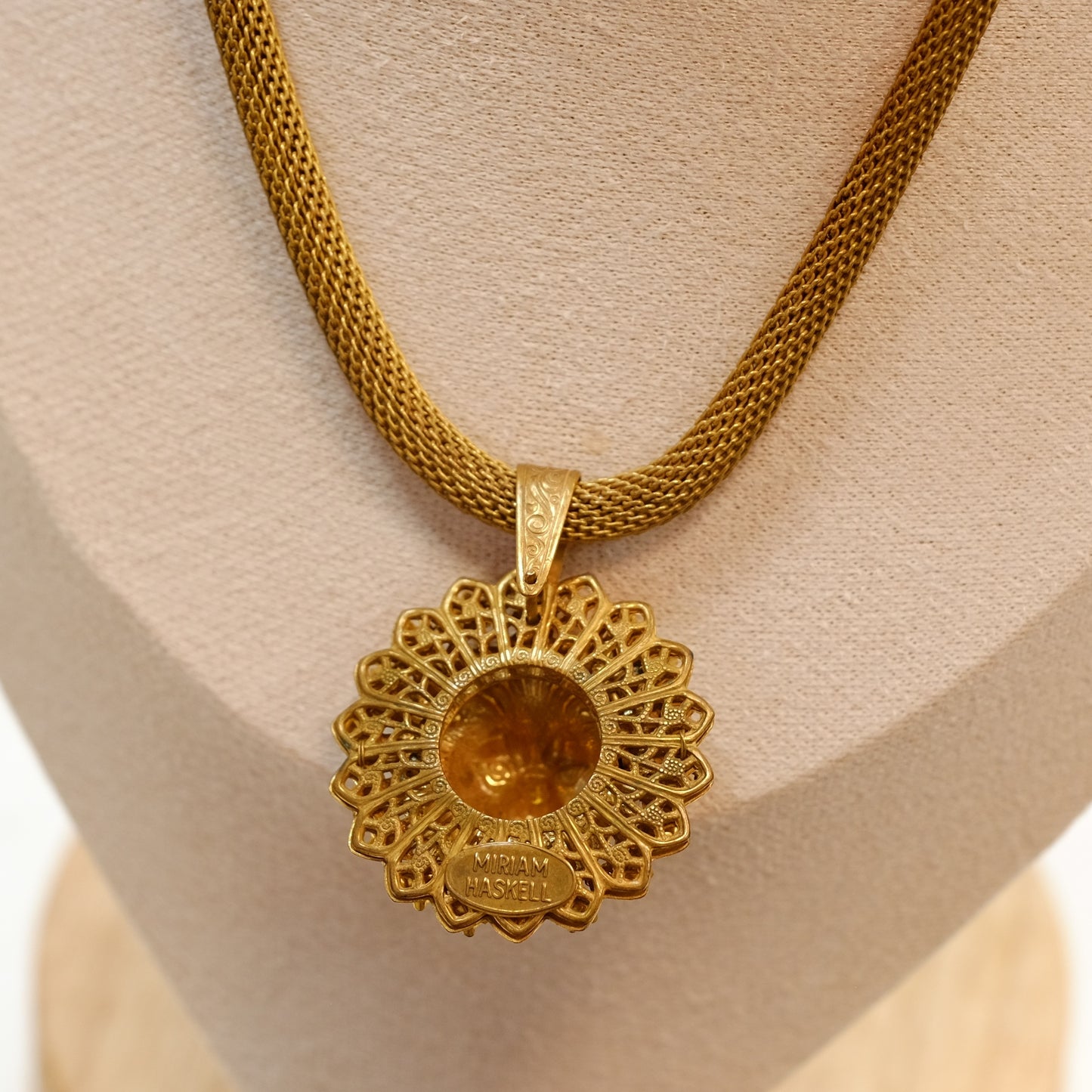 Miriam Haskell Lion Pendant Necklace 1970s