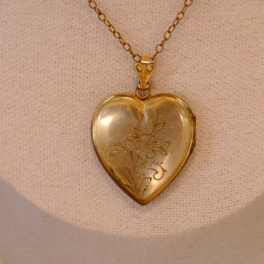 Large Gold Filled Heart Locket on Chain