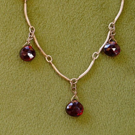 Silver Garnet Dangle Necklace
