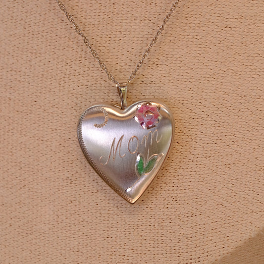 Silver Mom Heart Locket