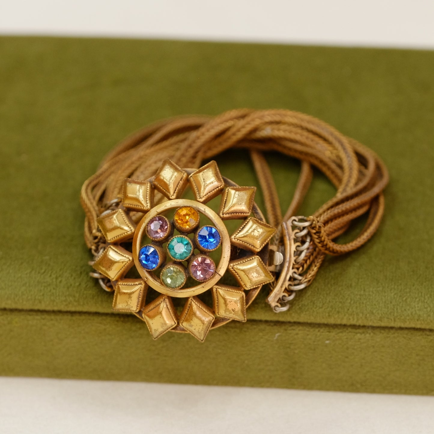 Antique Chain and Pastel Star Bracelet 1910s