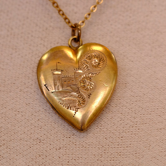 GF Heart Locket on Chain with Castle