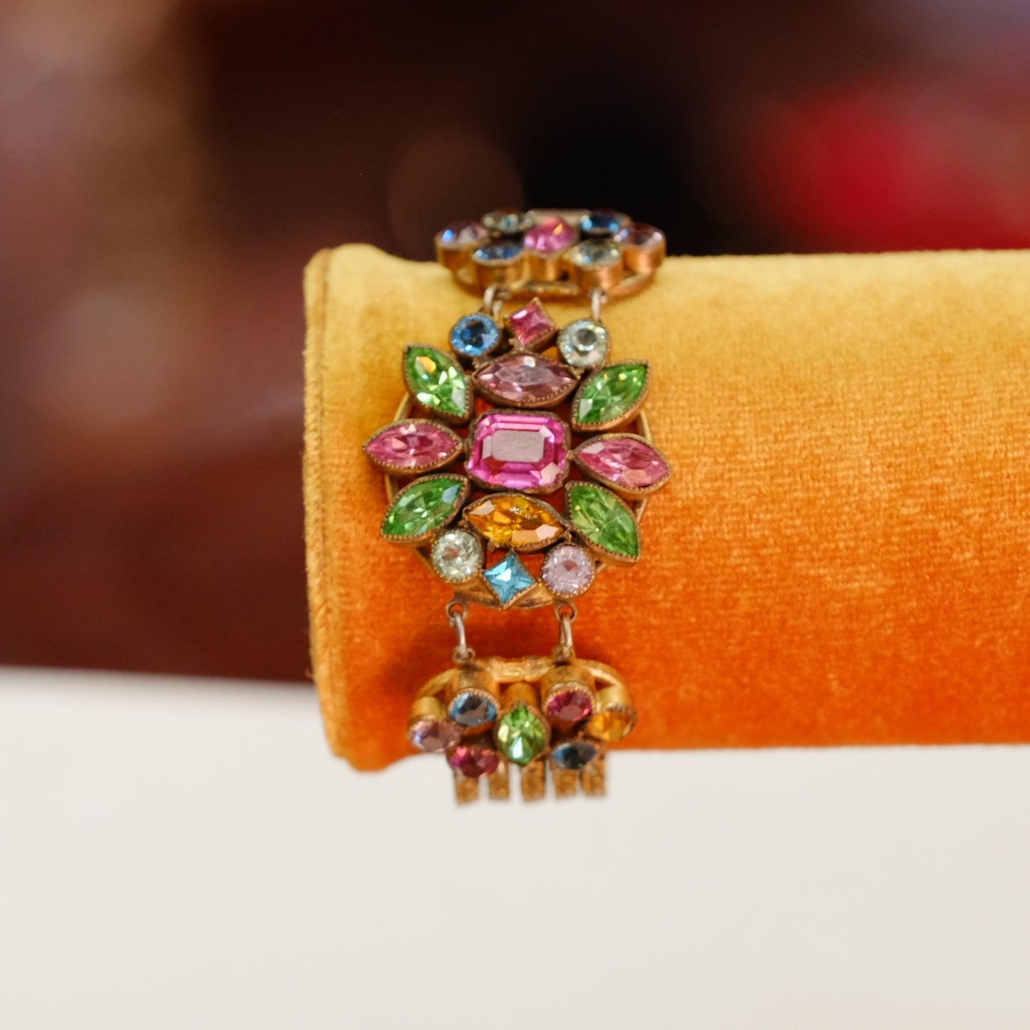 Vintage Pastel Bracelet with 5 strand chain 1940s