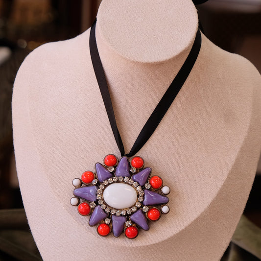 Chanel 1996 Purple Gripoix Brooch and Pendant