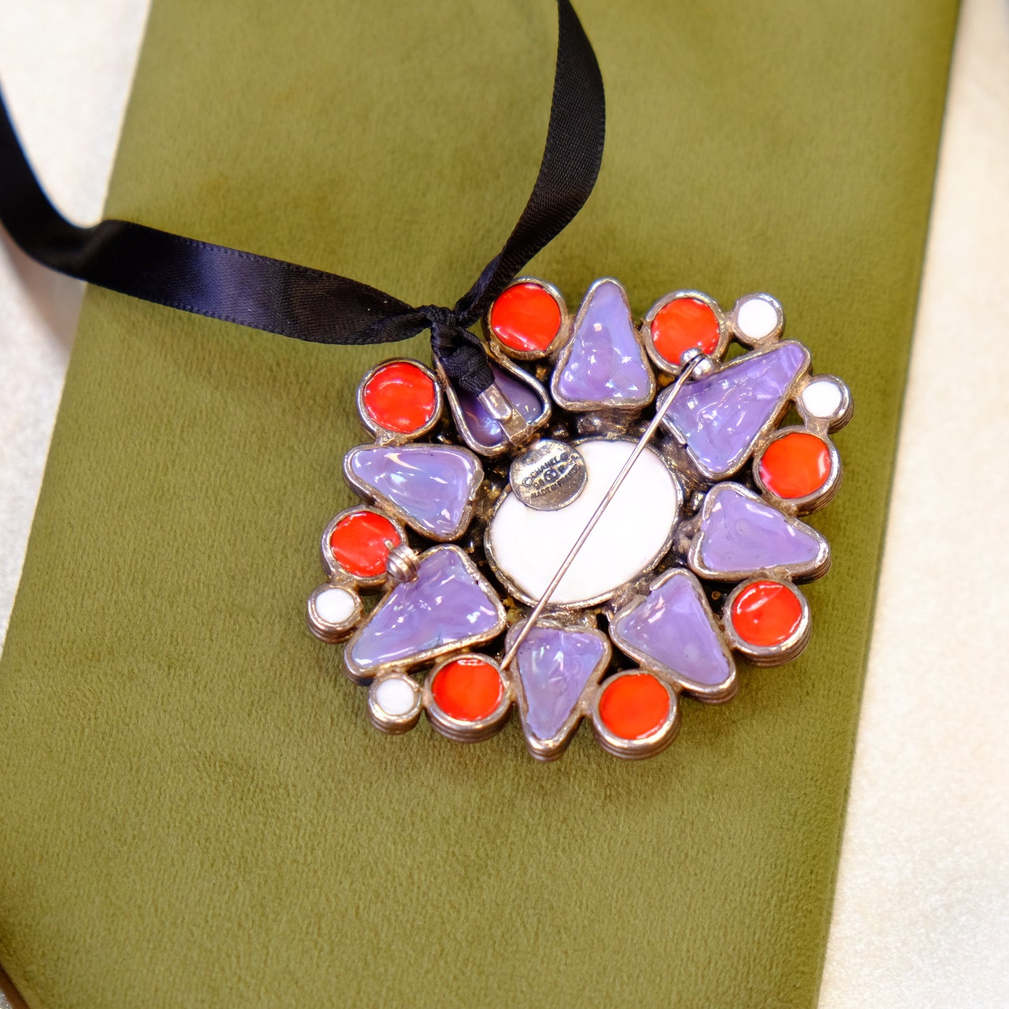 Chanel 1996 Purple Gripoix Brooch and Pendant