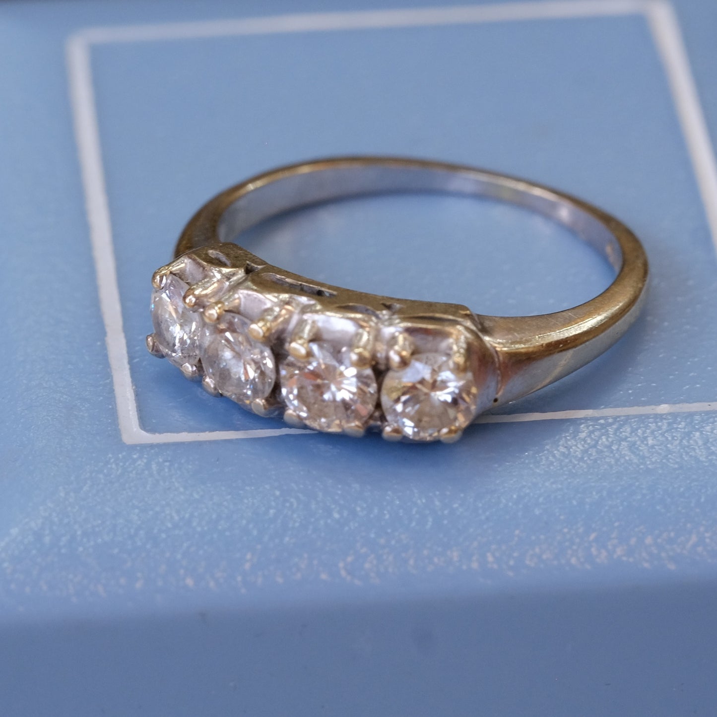14k White Gold four Diamond Ring