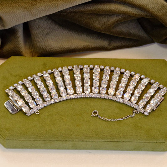 Wide Clear Rhinestone Bracelet 1960s