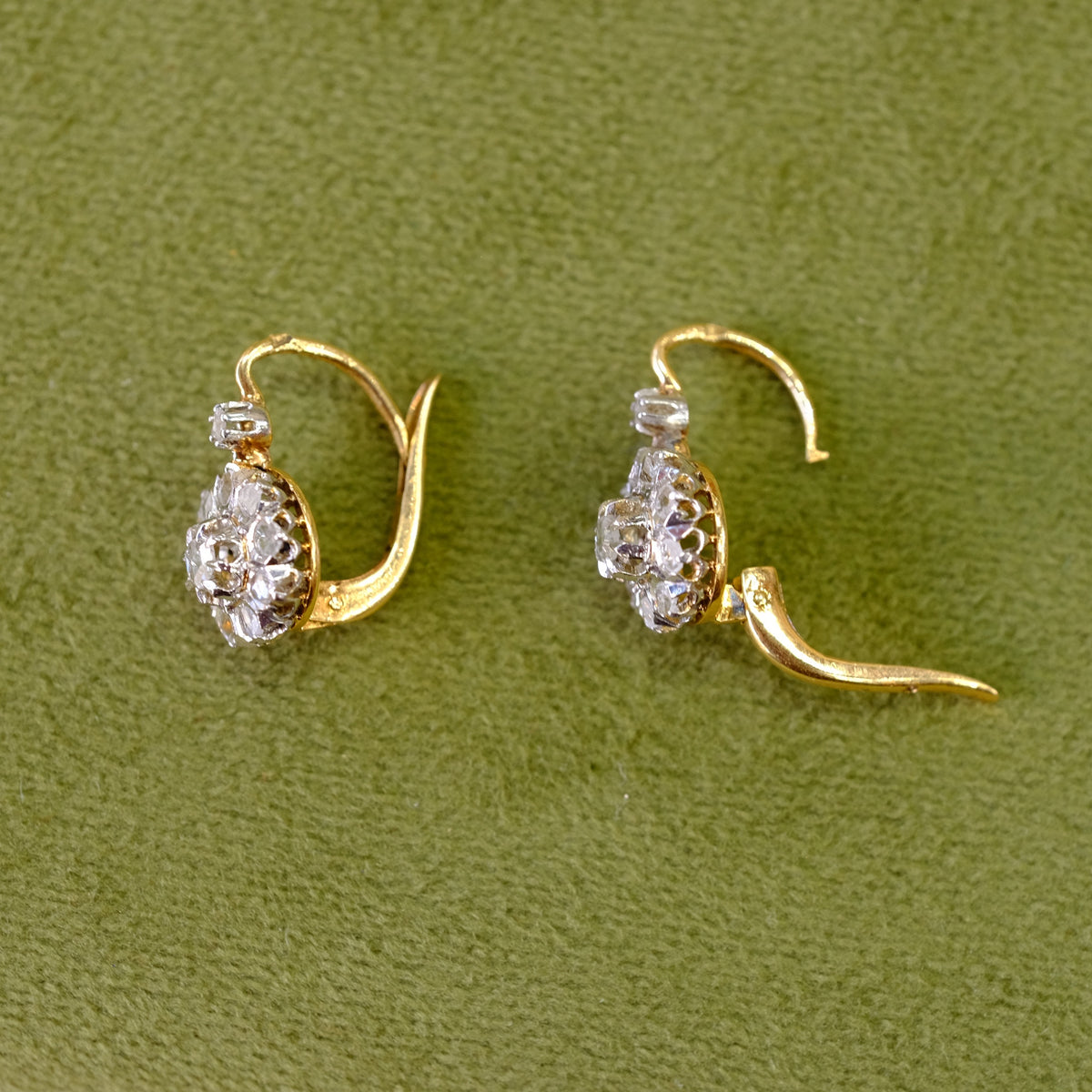 18k Rose Cut Diamond Earrings