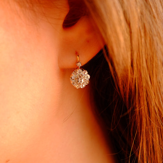 18k Rose Cut Diamond Earrings