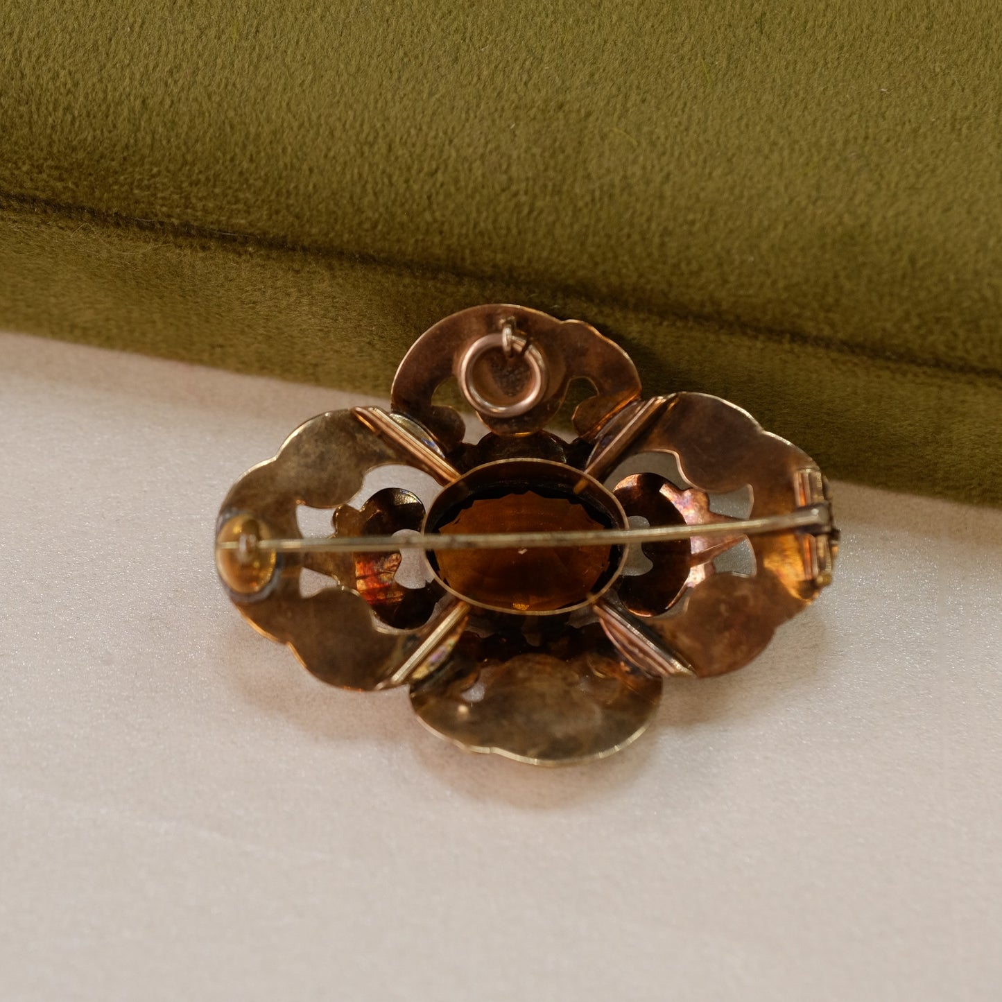 Victorian 9k gold Brooch and pendant with Citrine gemstone