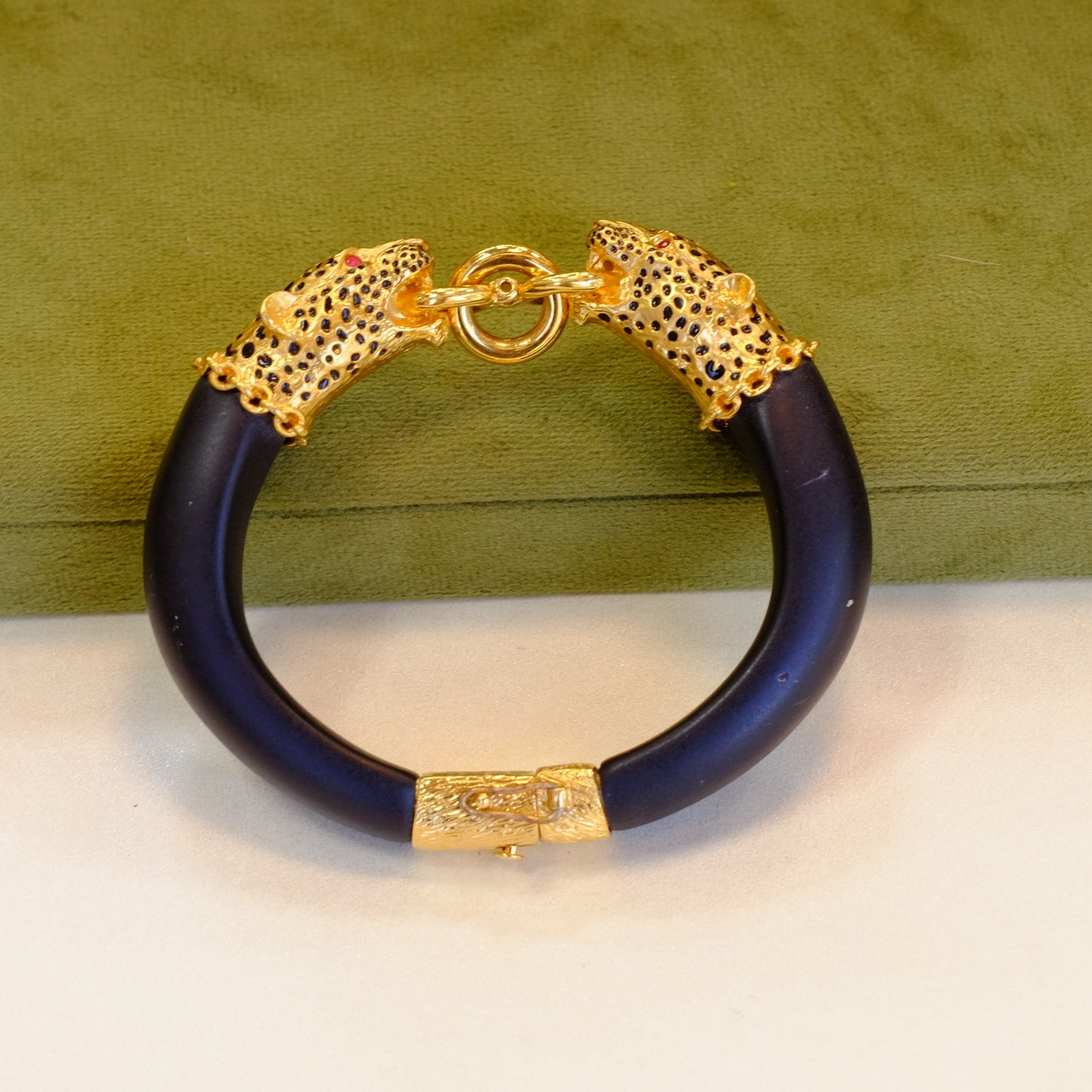 1980's Panther Bracelet with Black Enamel