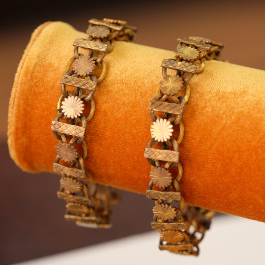 Victorian Sterling Overlay gold wedding bridal pair bracelets