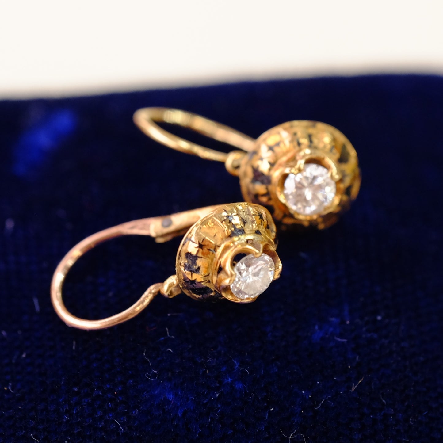 Victorian Gold 0.25 ctw Diamond Earrings 1890s