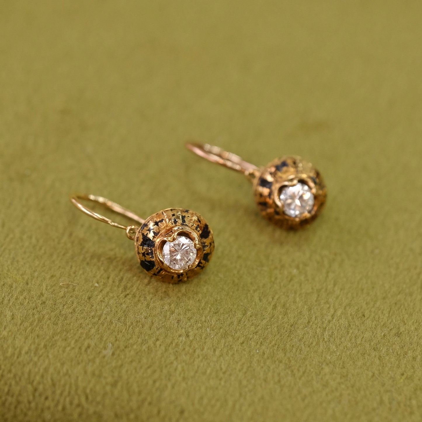 Victorian Gold 0.25 ctw Diamond Earrings 1890s