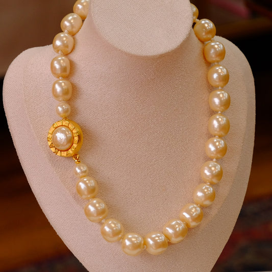 Vintage Karl Lagerfeld Baroque Pearl Necklace 1980s
