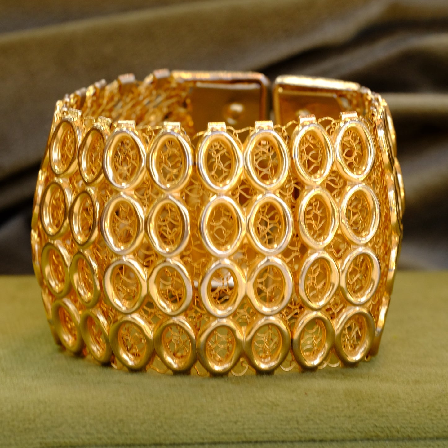 Statement Woven Gold tone Bracelet
