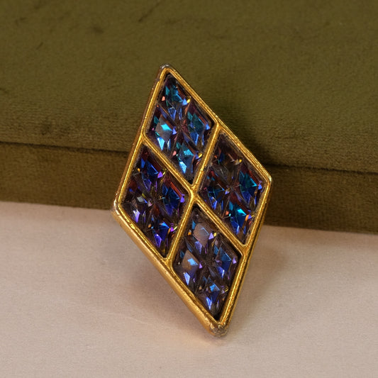 Vintage Yves Saint Laurent Blue Romb Brooch 1990s