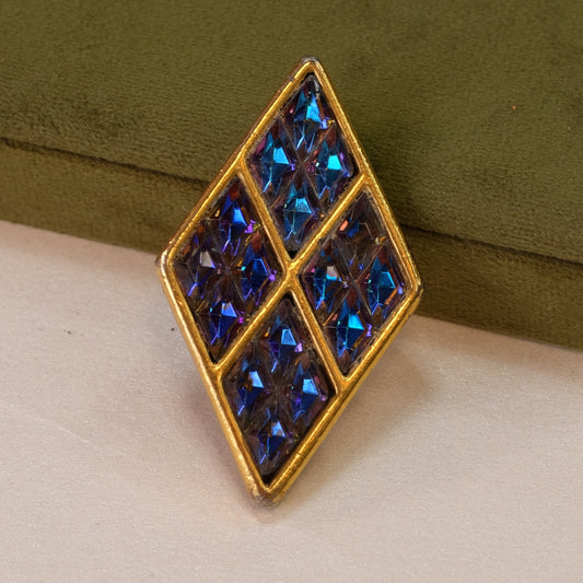 Vintage Yves Saint Laurent Blue Romb Brooch 1990s