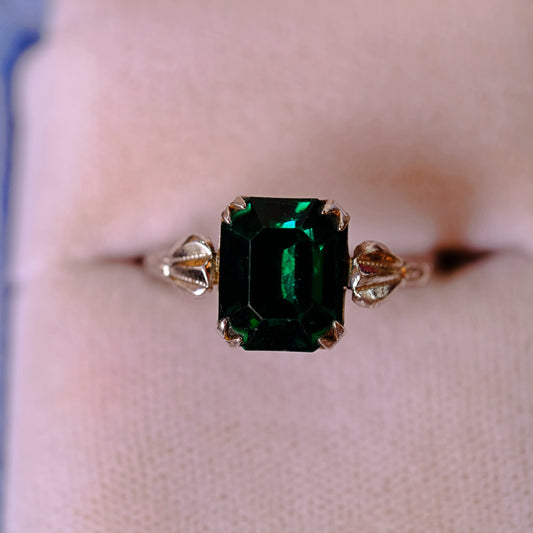 Vintage Sterling Ring with Green Glass