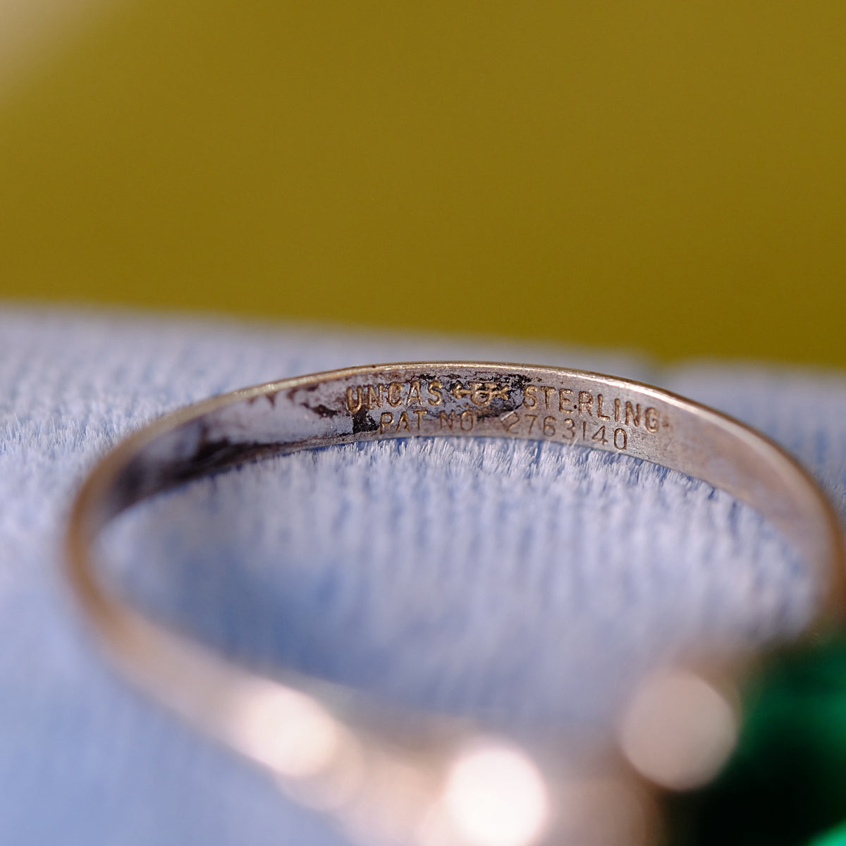 Vintage Sterling Ring with Green Glass