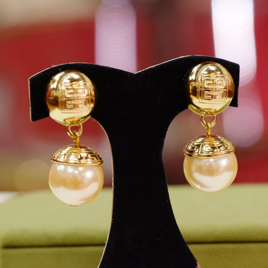Vintage Givenchy Faux Pearl Earrings 1990s