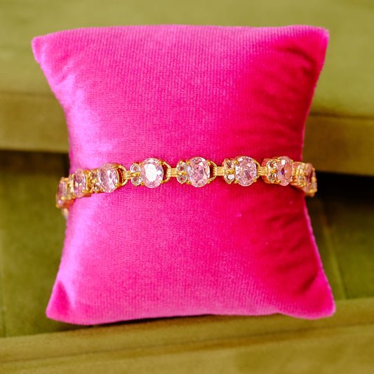 Vintage Crystal Pink Gold Tone Bracelet