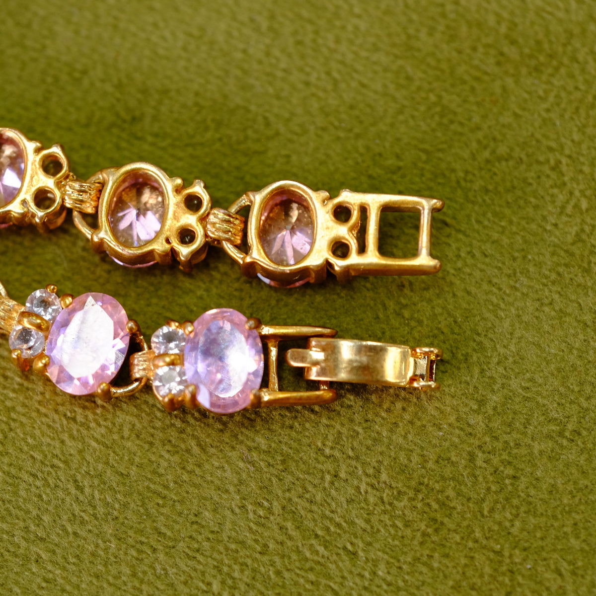Vintage Crystal Pink Gold Tone Bracelet