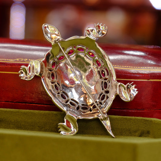 Vintage Collectible Coro Adolph Katz Turtle Rhinestone Brooch 1942