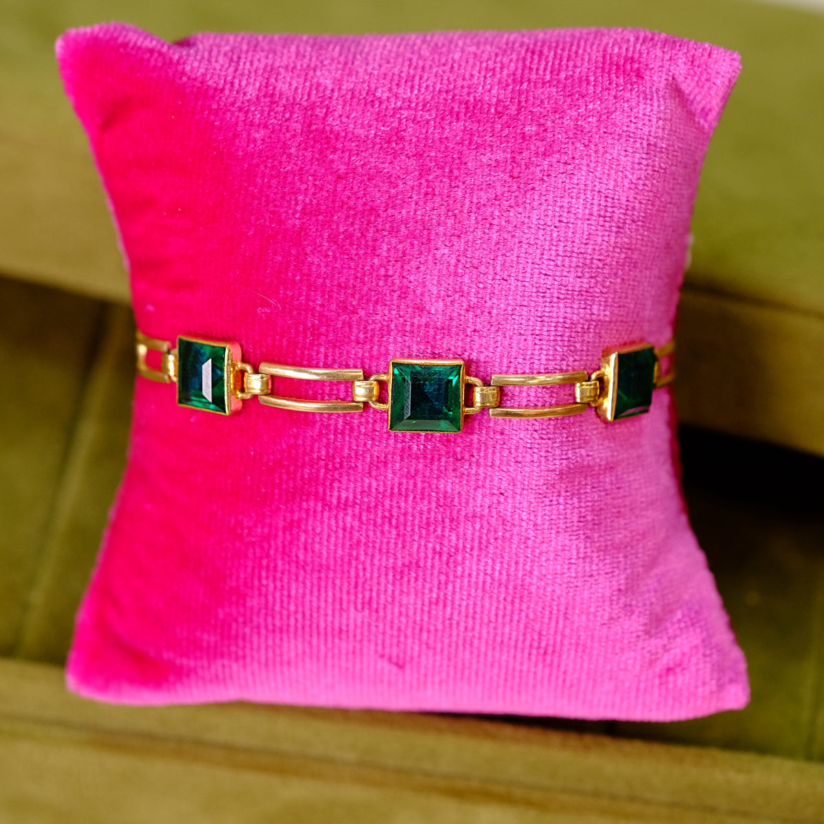 Art Deco Green Crystal Bracelet 1930s