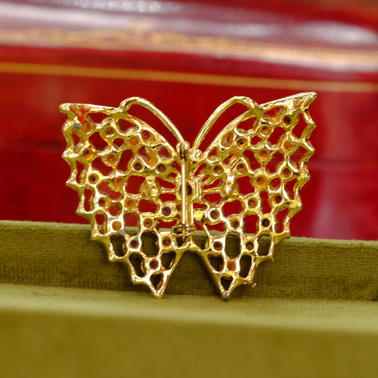 Vintage Green Blue Butterfly Brooch 1960s