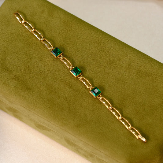 Art Deco Green Crystal Bracelet 1930s