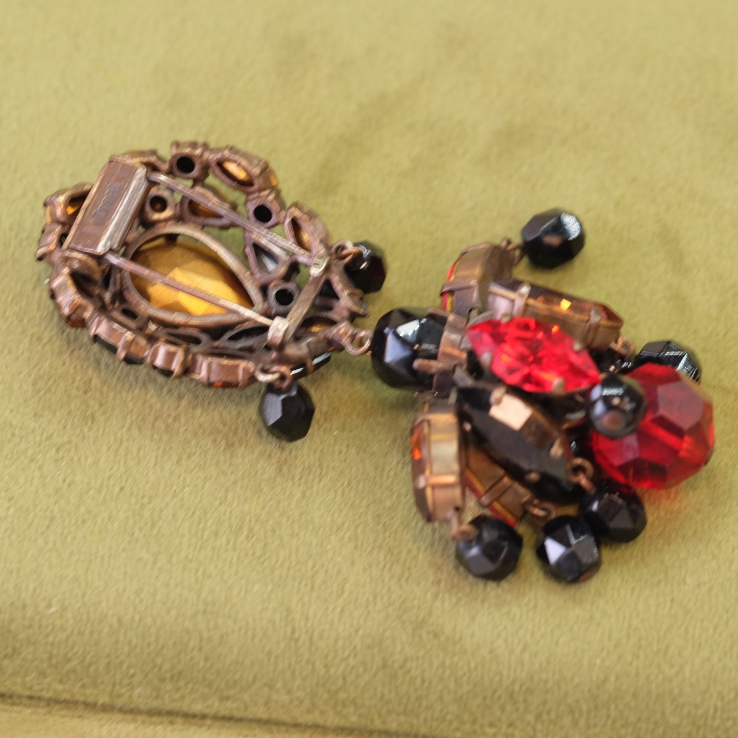 Roger Jean Pierre Red Dangle Brooch 1950s