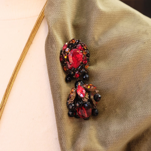 Roger Jean Pierre Red Dangle Brooch 1950s