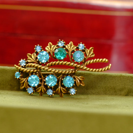 Vintage Coro Blue Brooch 1950s