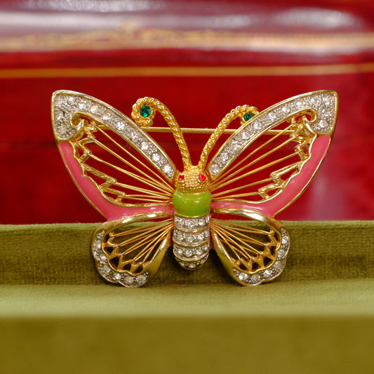 Vintage Enamel Butterfly Brooch 1980s