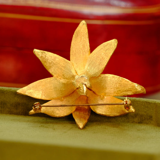 Vintage Flower brooch with Glass Accents 1960s