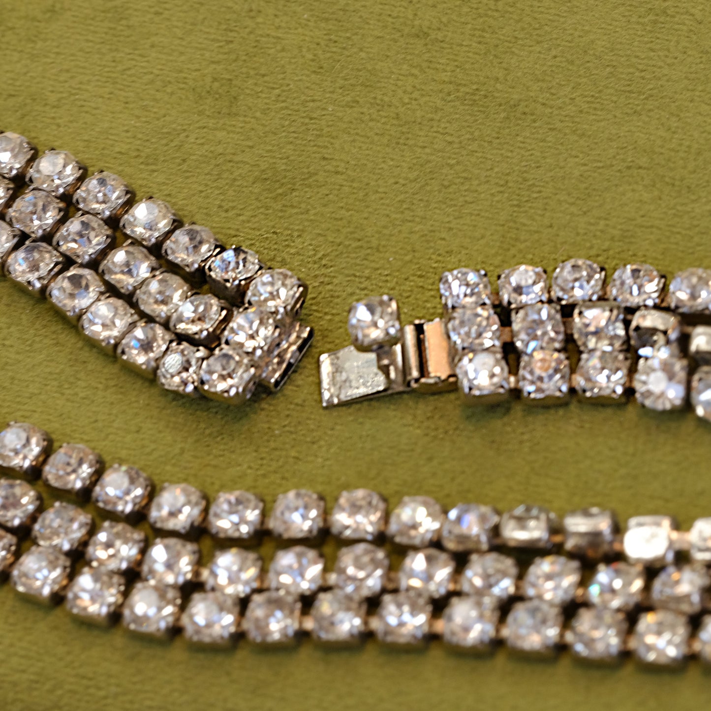 Vintage three row faux diamond necklace 1950s