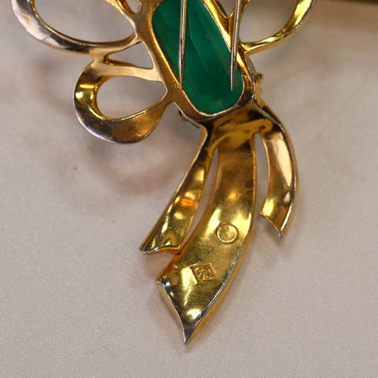 Hattie Carnegie Green Glass Dress Clip 1940s