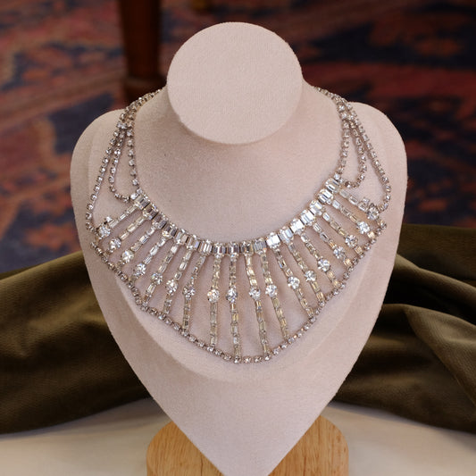 Vintage Statement Clear Wide Necklace 1950s