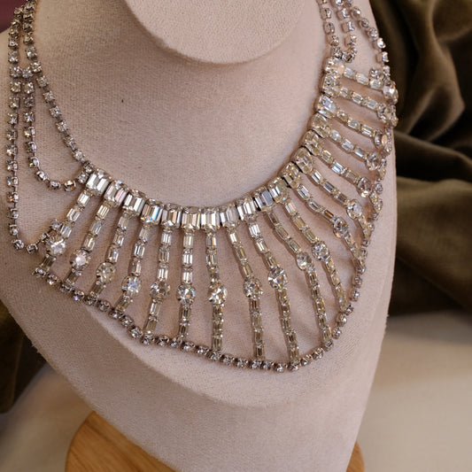 Vintage Statement Clear Wide Necklace 1950s